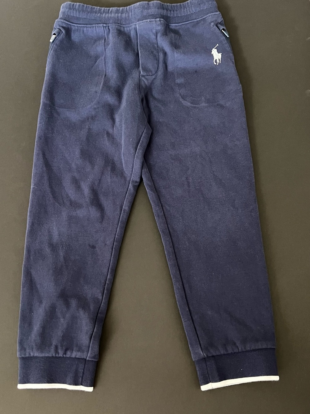 Boys Ralph Lauren Navy Sweat Joggers with White Polo Emblem